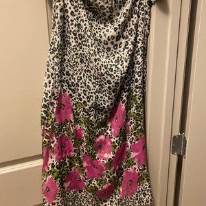 Floral Scarf - white, black, and pink